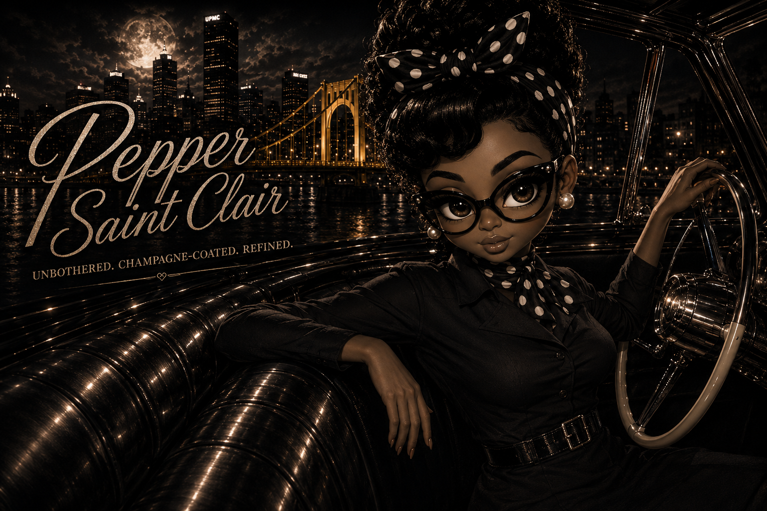 PEPPER SAINT CLAIR - UNBOTHERED. CHAMPAGNE-COATED. REFINED.