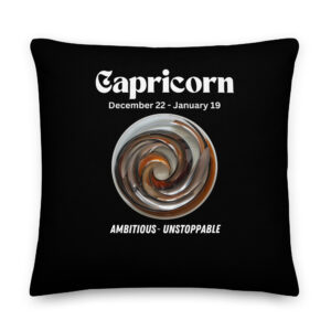 Capricorn Zodiac Premium Pillow – Ambitious & Unstoppable ~ Black