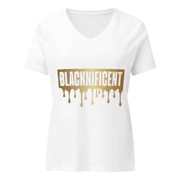 “BLACKNIFICENT” V-Neck T-Shirt by Kiyora – Black & White Edition - Image 2