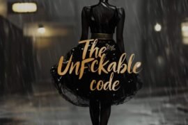 Silhouetted Black woman walking confidently through rain at night, wearing an elegant dress, symbolizing strength, clarity, and the Unfuckable Code mindset